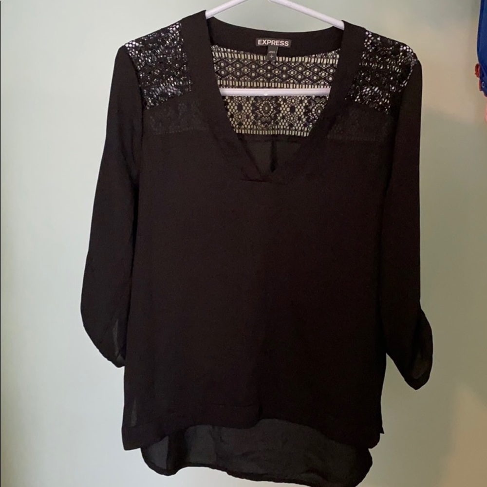 Express black button up lace embellishment